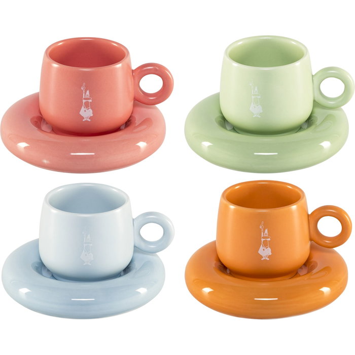 Bialetti Set de 4 Tazas de Espresso con Platos Mercato Della Frutta Bialetti Set de 4 Tazas de Espresso con Platos Mercato Della Frutta