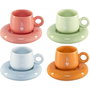 Bialetti Set de 4 Tazas de Espresso con Platos Mercato Della Frutta