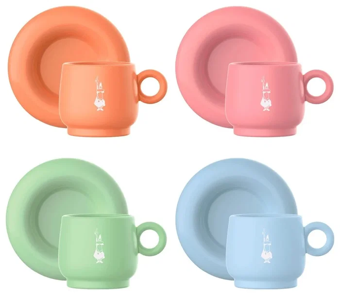 Bialetti Set de 4 Tazas de Espresso con Platos Mercato Della Frutta Bialetti Set de 4 Tazas de Espresso con Platos Mercato Della Frutta
