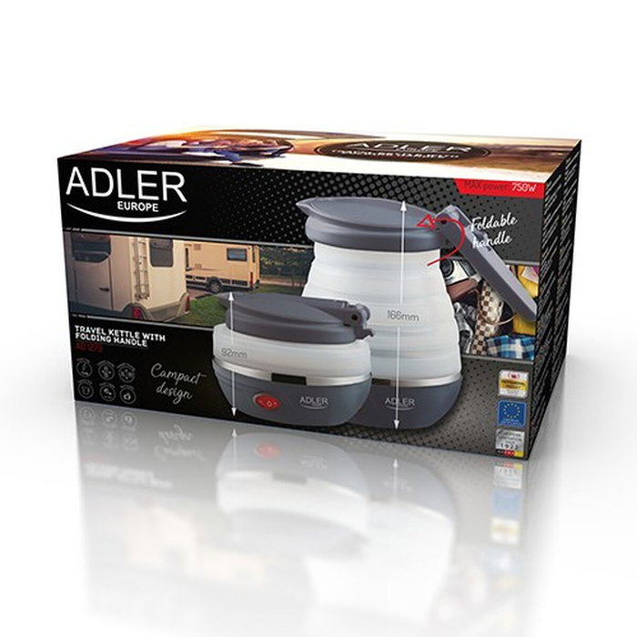 Adler Hervidor de agua plegable de viaje 0,6l - Gris