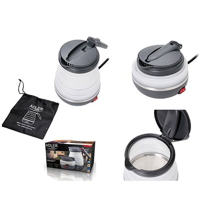 Adler Hervidor de agua plegable de viaje 0,6l - Gris