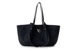 Vince Camuto Bolso de Hombro Foggia Suede Negro Cuero de Polivinilo