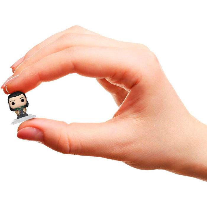 FUNKO Blister 4 figuras Bitty POP Marvel The Infinity Saga Loki, Coleccionables Misteriosos con Base Acrílica