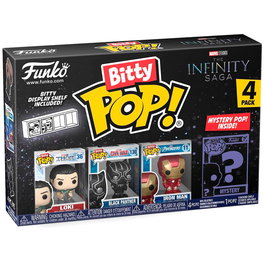 FUNKO Blister 4 figuras Bitty POP Marvel The Infinity Saga Loki, Coleccionables Misteriosos con Base Acrílica