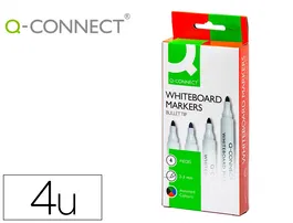 Q-connect Rotulador para Pizarra Blanca Caja 4 Colores Surtidos Punta Redonda 3 mm