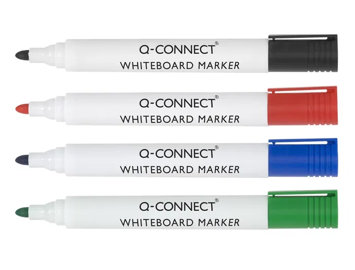 Q-connect Rotulador para Pizarra Blanca Caja 4 Colores Surtidos Punta Redonda 3 mm