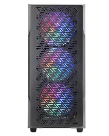 Mars Gaming MC-GEO Caja de Ordenador ATX Midi Torre Negro - Panel Frontal Mesh Geométrico, 4 Ventiladores FRGB 120mm, Cristal Templado, Soporte AIO 360mm, USB 3.0, Gestión de Cables