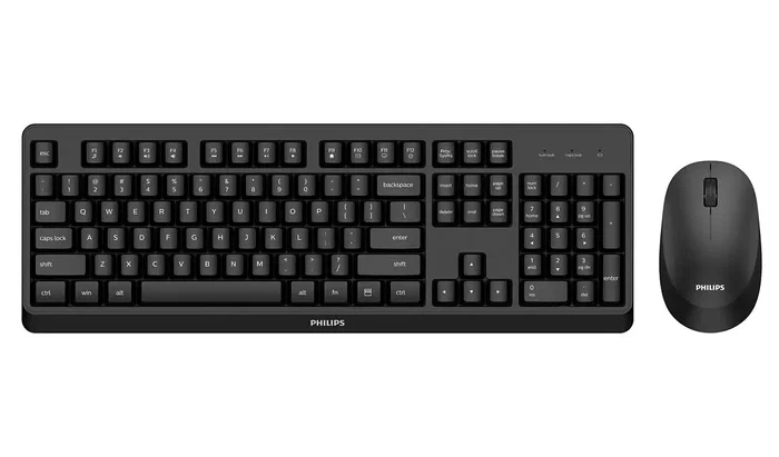 Philips SPT6307BL/16 - Pack Teclado y Ratón Inalámbrico RF 2.4G para PC/Mac, Teclado QWERTY Inglés 100% con Teclado Numérico, Ratón 1600 DPI, Negro Philips SPT6307BL/16 - Pack Teclado y Ratón Inalámbrico RF 2.4G para PC/Mac, Teclado QWERTY Inglés 100% con Teclado Numérico, Ratón 1600 DPI, Negro