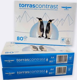TORRASPAPEL Caja de 5 paquetes de 500 hojas A4 80g Torras Contrast para fotocopiadora