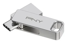 PNY Duo Link - Memoria USB de 64 GB, USB 3.2 Gen 1 Tipo-A y Tipo-C, Velocidad hasta 200 MB/s, Diseño Giratorio en Acero Inoxidable
