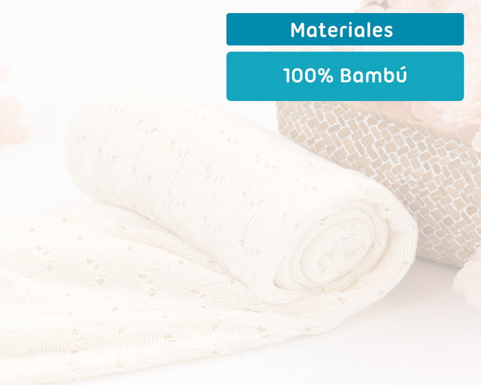 KioKids - Manta de Bebé de Bambú 100% Natural, Térmica y Suave, Certificado Oeko-Tex, Ecológica, Tamaño 80x110 cm, Ideal para Recién Nacido (+0 Meses), Color Blanco Crudo