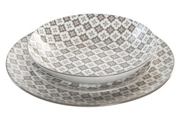 DKD Home Decor Juego de Vajilla de Porcelana 18 Piezas Beige