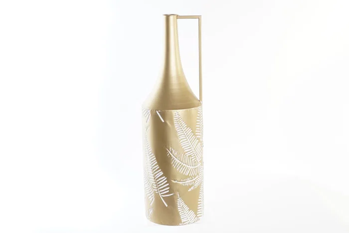 DKD Home Decor Jarrón Tropical Dorado Crema Metal 21 x 71 x 21 cm DKD Home Decor Jarrón Tropical Dorado Crema Metal 21 x 71 x 21 cm
