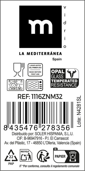 La Mediterranea Bol Opal "Coup Basic" 16 cm (48 Unidades)