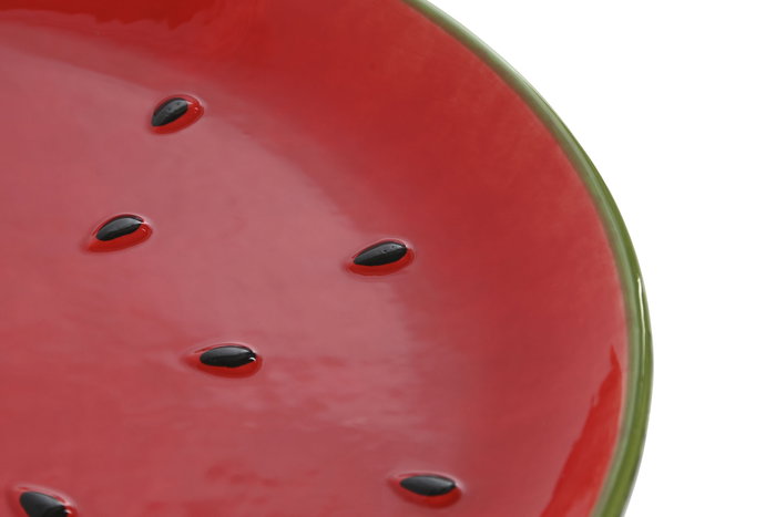 DKD Home Decor Plato de Gres Sandía Rojo y Verde Fruits 24