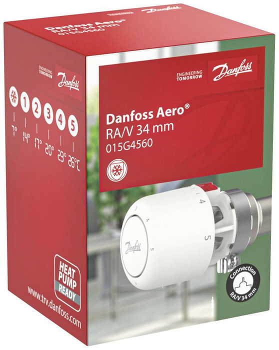 Danfoss RA/V, BIS Termostato Inteligente para Calefacción con Sensor Incorporado y Rango 7-28°C