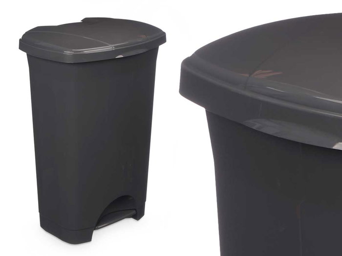 Arte Regal Papelera Pedal Plástico 50L Antracita 43 x 64.1 x 33 cm (Set de 3)