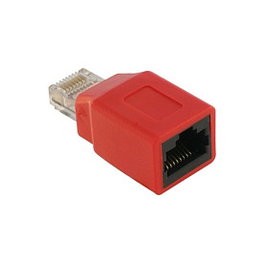 Delock Adaptador RJ45 Crossover macho a hembra, Rojo