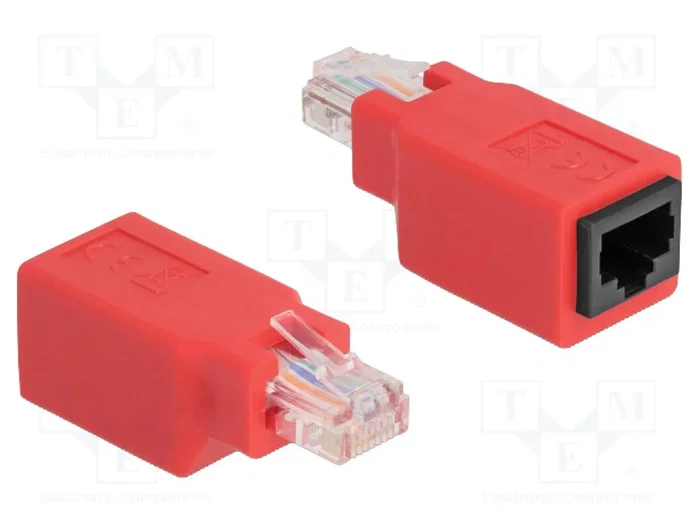 Delock Adaptador de red RJ45 Crossover macho a hembra Rojo
