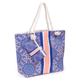PUCKATOR Bolsa de playa con neceser desmontable mandala, 37x53x15 cm, algodón y poliéster