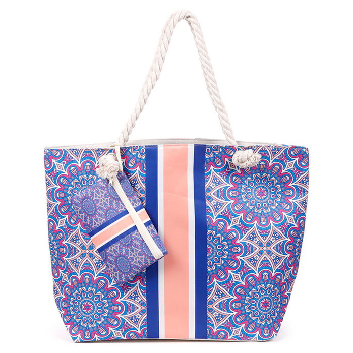 PUCKATOR Bolsa de playa con neceser desmontable mandala, 37x53x15 cm, algodón y poliéster PUCKATOR Bolsa de playa con neceser desmontable mandala, 37x53x15 cm, algodón y poliéster