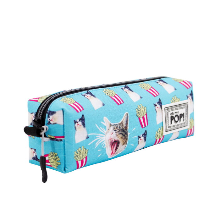 Oh My Pop Estuche Portatodo Cuadrado HS Angry Cat Turquesa Oh My Pop Estuche Portatodo Cuadrado HS Angry Cat Turquesa