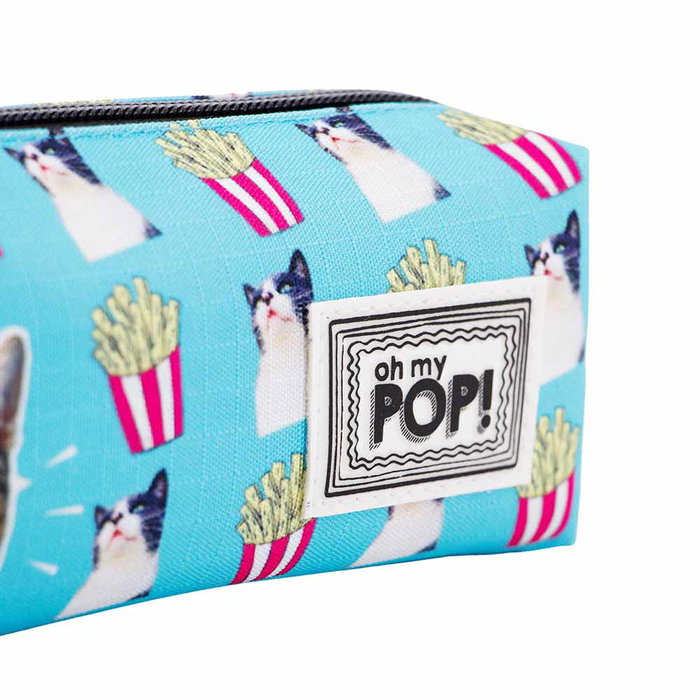 Oh My Pop Estuche Portatodo Cuadrado HS Angry Cat Turquesa Oh My Pop Estuche Portatodo Cuadrado HS Angry Cat Turquesa