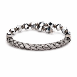 Alex And Ani Pulsera Esplendor Acabado Gris en Cuero VW506RS