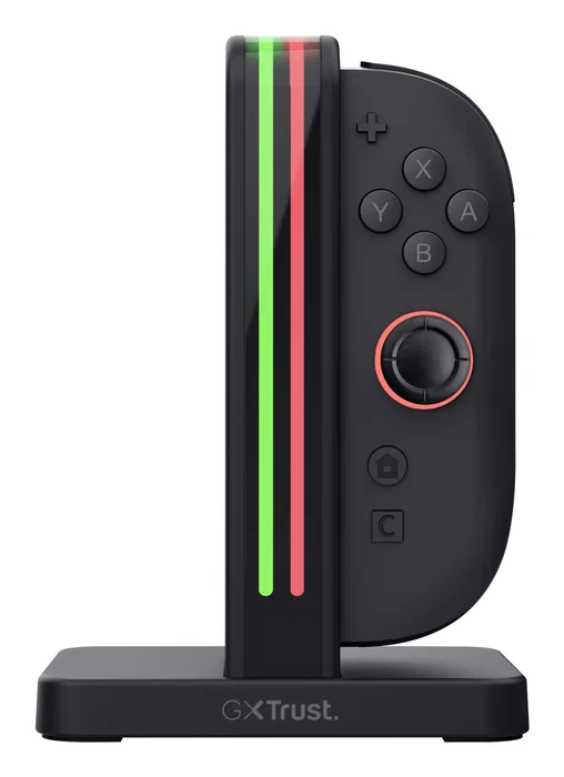 Trust GXT 1256 Sistema de Carga 26049, Base de Carga para Joy-Con y Nintendo Switch 2, Color Negro