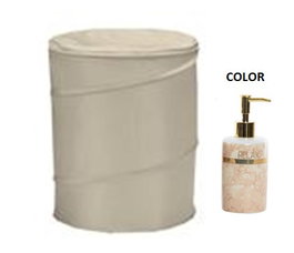 DKD Home Decor Cesta para la ropa Rosa Poliéster y Metal
