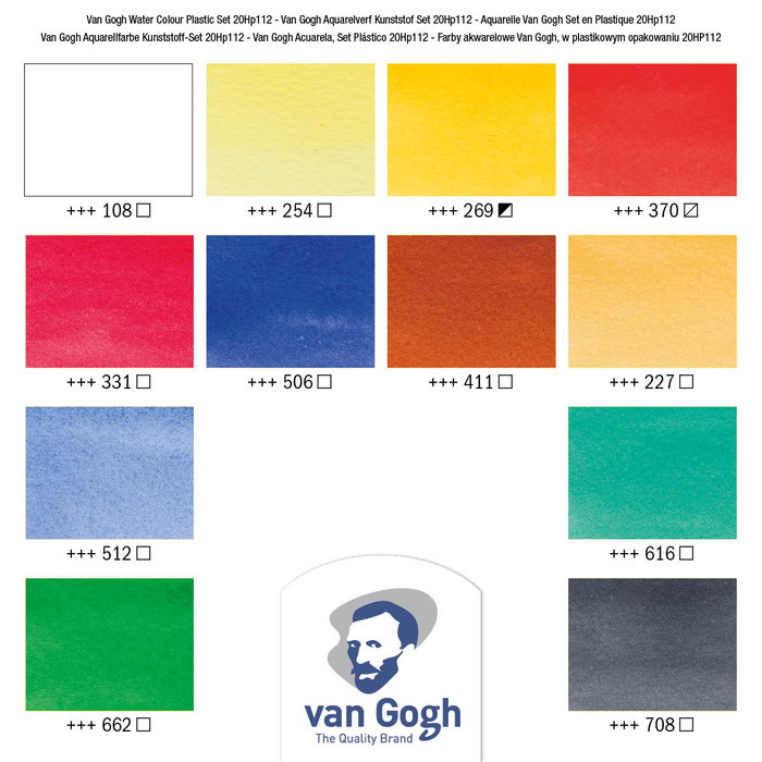 Van Gogh Estuche plástico de acuarelas con 12 colores en tubos de 10 ml Van Gogh Estuche plástico de acuarelas con 12 colores en tubos de 10 ml