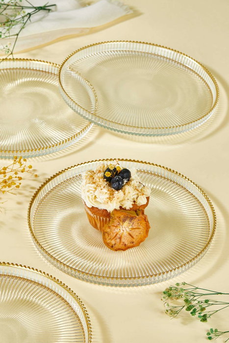 Hermia Set 6 Platos Postre Vidrio Transparente 21 cm