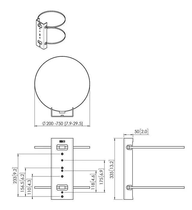 Vogel's PFA 9145 Abrazadera de Columna para PFW 1000/2000/3000, Negro