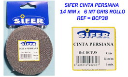 SIFER Cinta de Persiana Gris 14 mm x 6 m