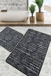 Mijölnir Juego de Alfombras de Baño Antideslizante Antibacteriano de Poliéster, 60 x 100 cm y 50 x 60 cm
