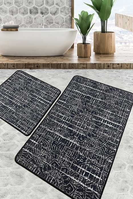 Mijölnir Juego de Alfombras de Baño Antideslizante Antibacteriano de Poliéster, 60 x 100 cm y 50 x 60 cm Mijölnir Juego de Alfombras de Baño Antideslizante Antibacteriano de Poliéster, 60 x 100 cm y 50 x 60 cm
