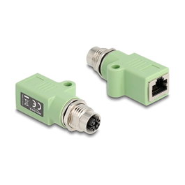 DeLOCK 60681 Adaptador M12 X-codificado 8 Pin Hembra a RJ45 Hembra Cat.5e Verde