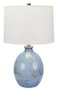 DKD Home Decor Lámpara de Sobremesa de Cristal y Lino Azul y Blanco