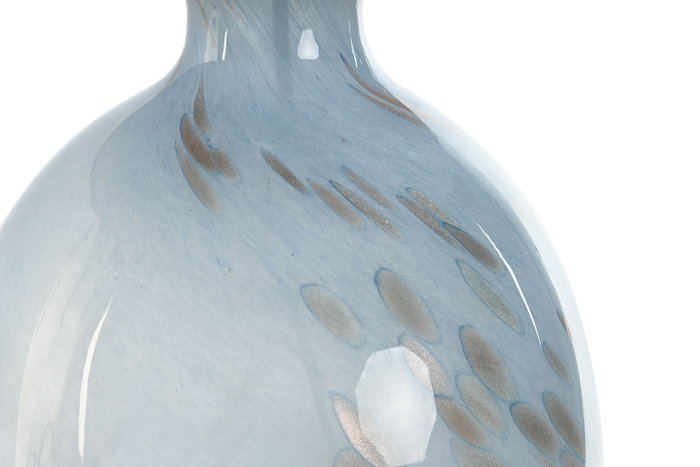 DKD Home Decor Lámpara Sobremesa Azul Blanco Cristal Lino 40 x 66 x 40 cm