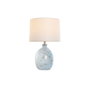 DKD Home Decor Lámpara de Sobremesa de Cristal y Lino Azul y Blanco