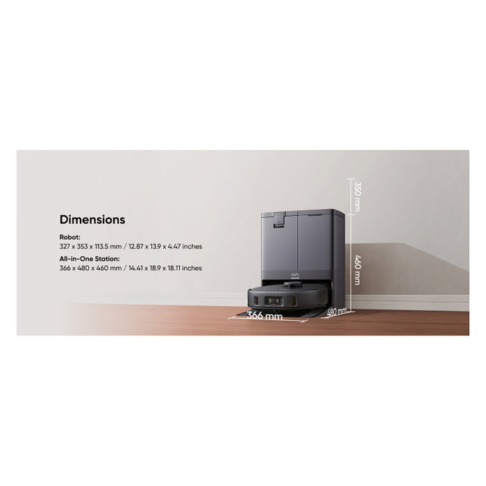 EUFY X10 Pro Omni Robot Aspirador y Fregasuelos Automático, Negro, Estación Base con Autovaciado 2.5L y Autolavado 3L, 8000Pa Succión, Aspiradora Inteligente para el Hogar