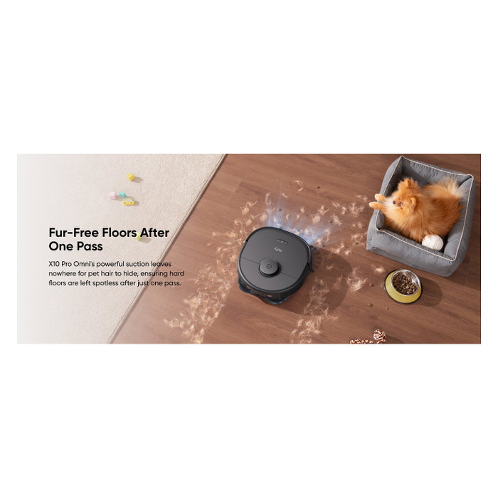 EUFY X10 Pro Omni Robot Aspirador y Fregasuelos Automático, Negro, Estación Base con Autovaciado 2.5L y Autolavado 3L, 8000Pa Succión, Aspiradora Inteligente para el Hogar