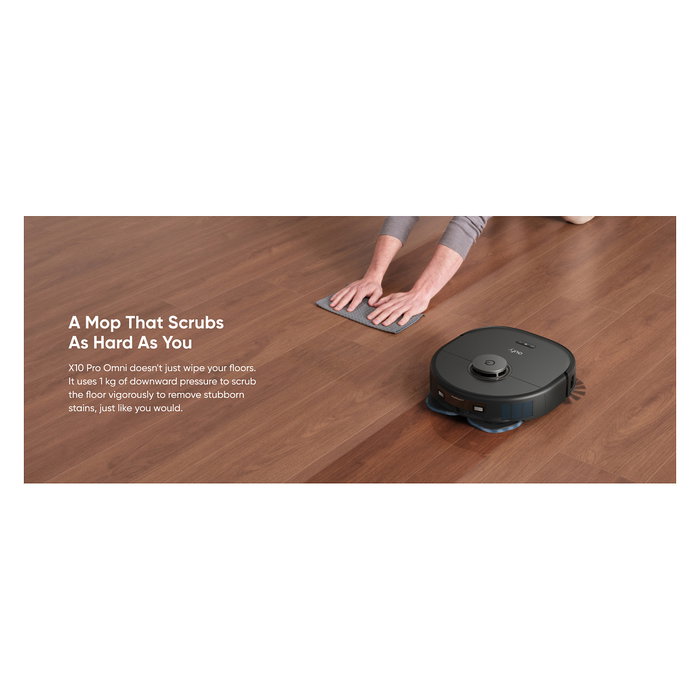 EUFY X10 Pro Omni Robot Aspirador y Fregasuelos Automático, Negro, Estación Base con Autovaciado 2.5L y Autolavado 3L, 8000Pa Succión, Aspiradora Inteligente para el Hogar