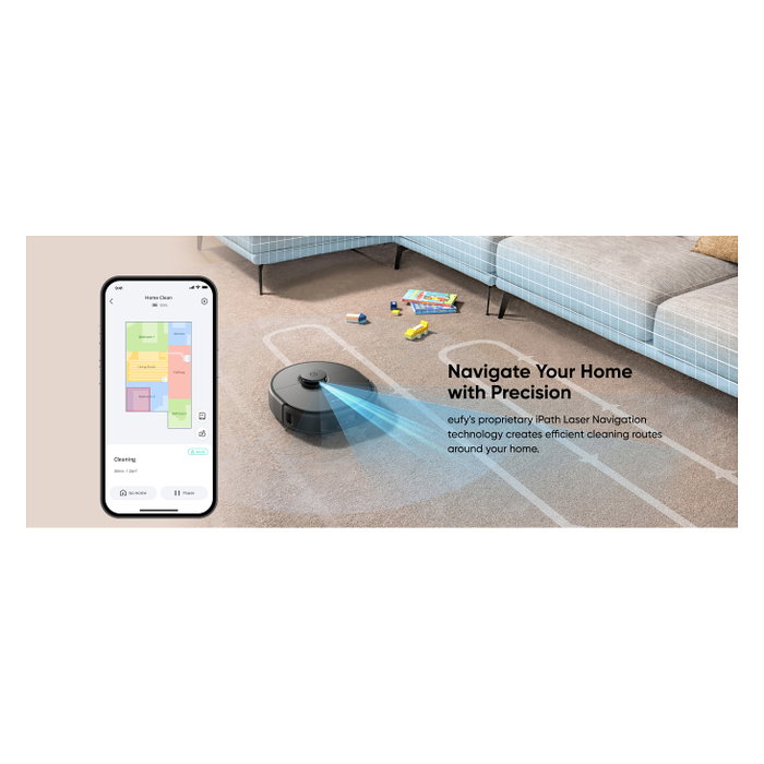 EUFY X10 Pro Omni Robot Aspirador y Fregasuelos Automático, Negro, Estación Base con Autovaciado 2.5L y Autolavado 3L, 8000Pa Succión, Aspiradora Inteligente para el Hogar
