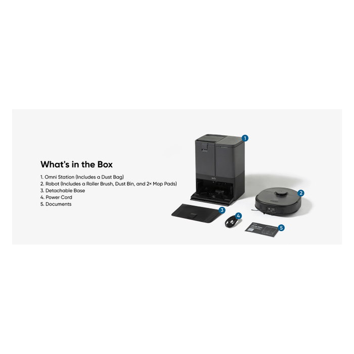 EUFY X10 Pro Omni Robot Aspirador y Fregasuelos Automático, Negro, Estación Base con Autovaciado 2.5L y Autolavado 3L, 8000Pa Succión, Aspiradora Inteligente para el Hogar