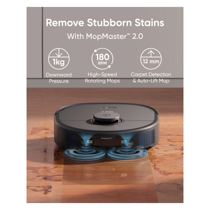 EUFY X10 Pro Omni Robot Aspirador y Fregasuelos Automático, Negro, Estación Base con Autovaciado 2.5L y Autolavado 3L, 8000Pa Succión, Aspiradora Inteligente para el Hogar