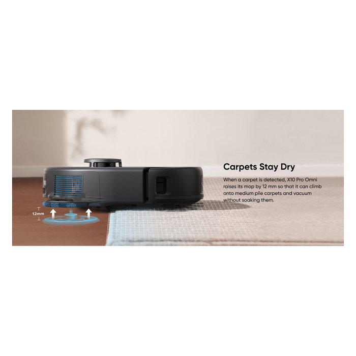 EUFY X10 Pro Omni Robot Aspirador y Fregasuelos Automático, Negro, Estación Base con Autovaciado 2.5L y Autolavado 3L, 8000Pa Succión, Aspiradora Inteligente para el Hogar