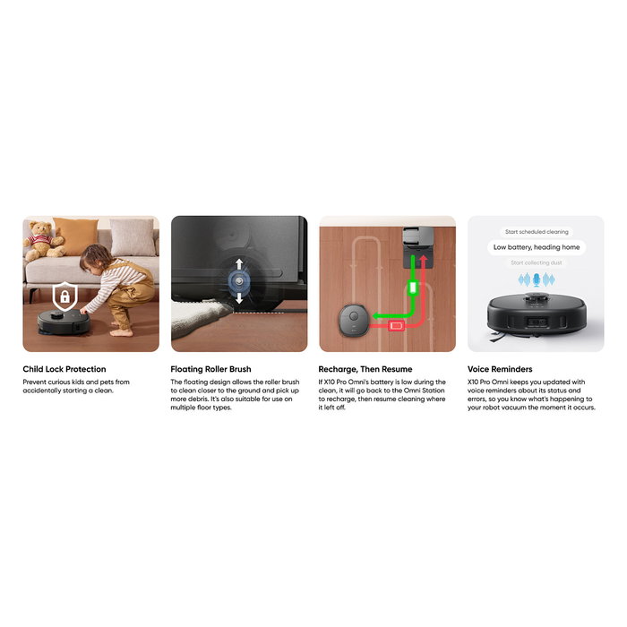 EUFY X10 Pro Omni Robot Aspirador y Fregasuelos Automático, Negro, Estación Base con Autovaciado 2.5L y Autolavado 3L, 8000Pa Succión, Aspiradora Inteligente para el Hogar