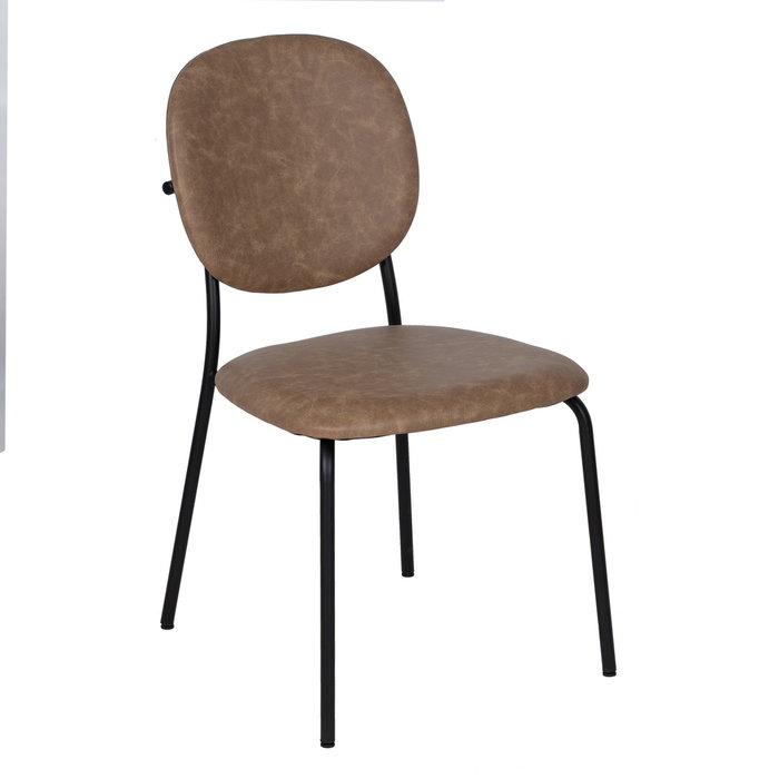 Silla Beige Pu/Metal Salón 48 X 53 X 84 cm (Set de 2)