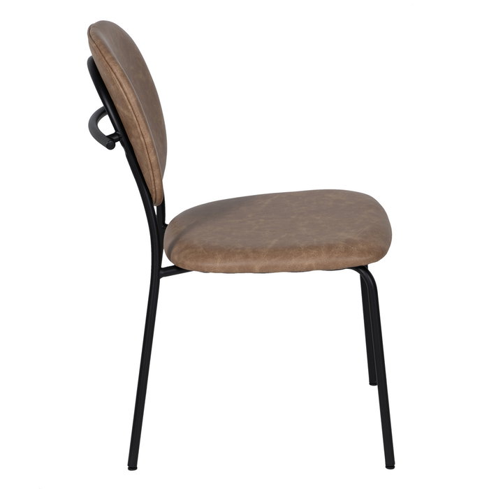 Silla Beige Pu/Metal Salón 48 X 53 X 84 cm (Set de 2)